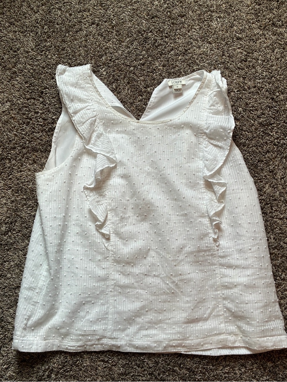 J. Crew White Ruffle Swiss Dot Sleeveless Camisole